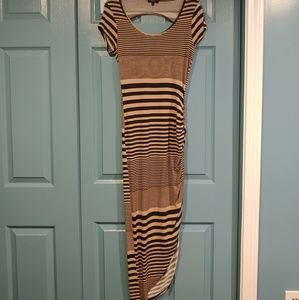 Tan and black striped maxi dress